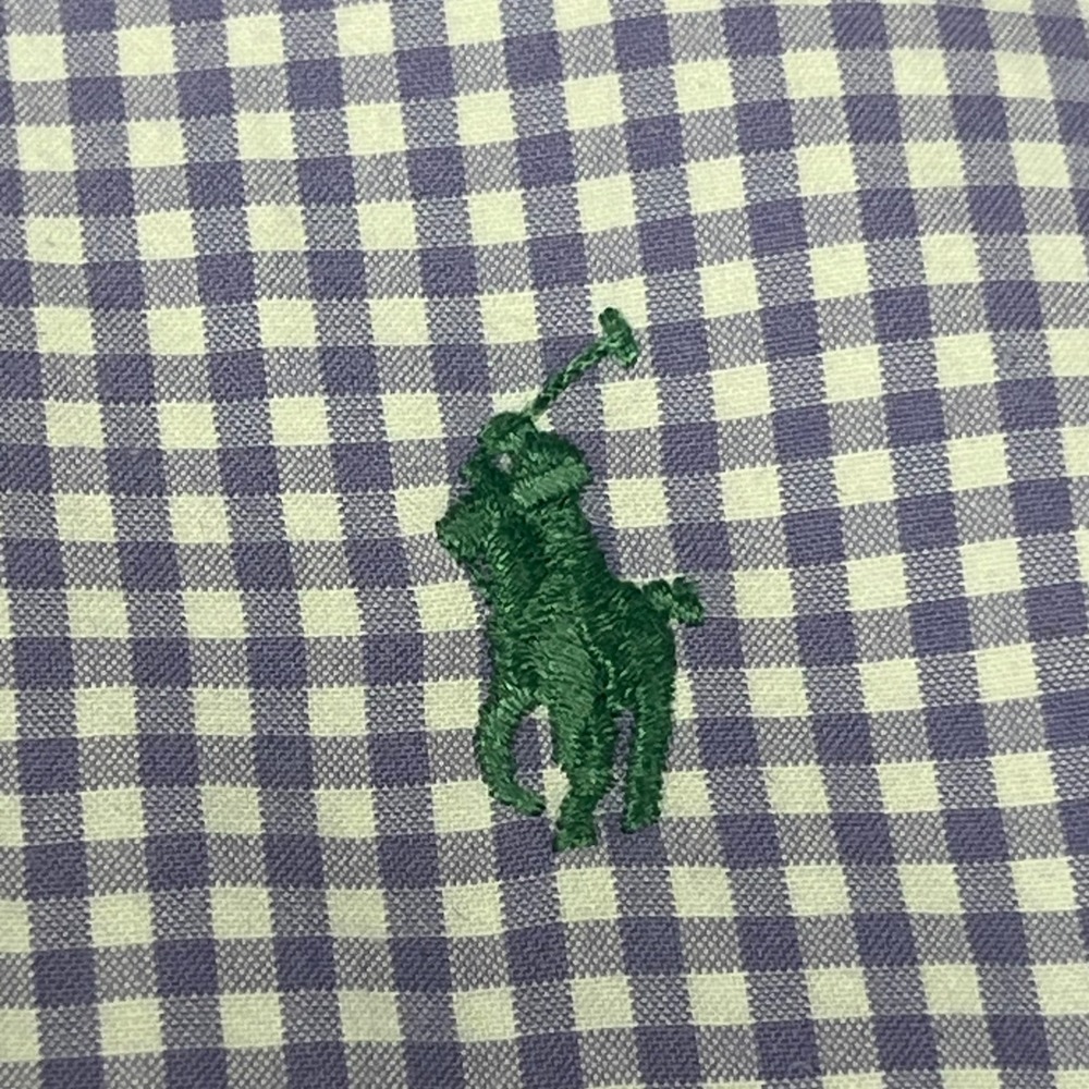 Ralph Lauren Custom Fit Purple Gingham Check Button Down Shirt Mens Size L - Picture 6 of 9